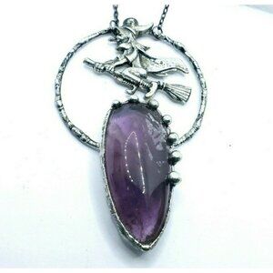 Amethyst witch Necklace handmade Halloween crystal necklace handmade costume